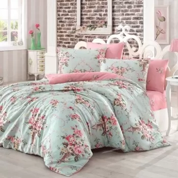 Lenjerie de pat dubla king size, Eponj Home, Alanur 143EPF41886, 3 piese, amestec bumbac, multicolor imagine