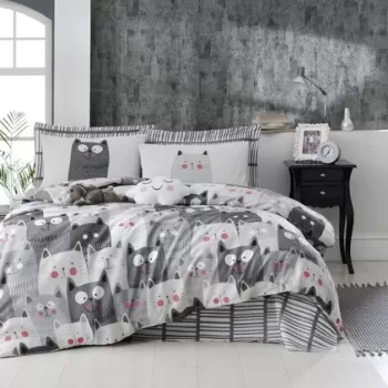 Lenjerie de pat dubla king size, Eponj Home, Duvarda Kediler 143EPJ51905, 3 piese, amestec bumbac, multicolor imagine