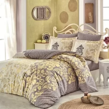 Lenjerie de pat dubla King Size, Hobby, Mirella Cappuccino, 4 piese, 100% bumbac poplin, multicolor imagine