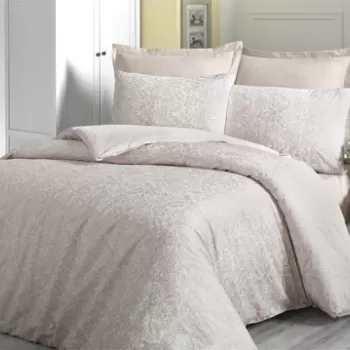 Lenjerie de pat dubla King Size, Victoria, Cream, 6 piese, 240x260 cm, 100% bumbac satinat, crem imagine