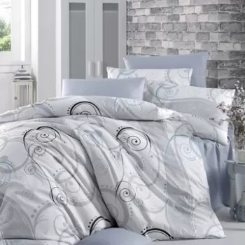 Lenjerie de pat dubla King Size, Victoria, Gloria Pink, 4 piese, 100% bumbac ranforce, alb/negru imagine