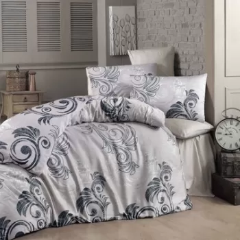 Lenjerie de pat dubla King Size, Victoria, Ottoman, 4 piese, 100% bumbac ranforce, multicolor imagine