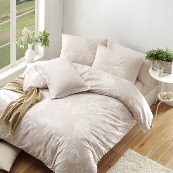 Lenjerie de pat dubla, Kralice - Mink, EnLora Home, 65% bumbac/35% poliester imagine