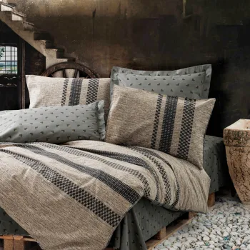 Lenjerie de pat dubla, L'essentiel Maison, Arlo, Maro / Negru / Gri imagine