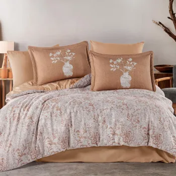 Lenjerie de pat dubla, L'essentiel Maison, Bolera, SATIN DE BUMBAC, Auriu imagine