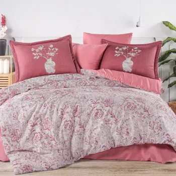 Lenjerie de pat dubla, L'essentiel Maison, Bolera, SATIN DE BUMBAC, Roz imagine