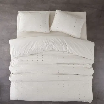 Lenjerie de pat dubla, L'essentiel Maison, Encorte, Bumbac Ranforce, Crem/Negru imagine