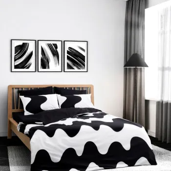 Lenjerie de pat dubla, L'essentiel Maison, Flow, Bumbac Ranforce, Negru imagine