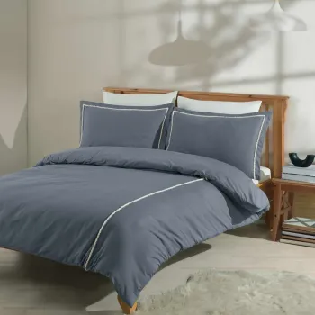 Lenjerie de pat dubla, L'essentiel Maison, Frange, Gri imagine