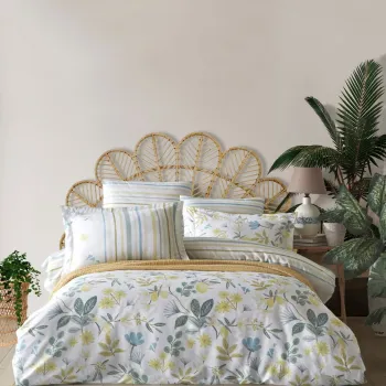 Lenjerie de pat dubla, L'essentiel Maison, Hope, White / Green / Yellow imagine