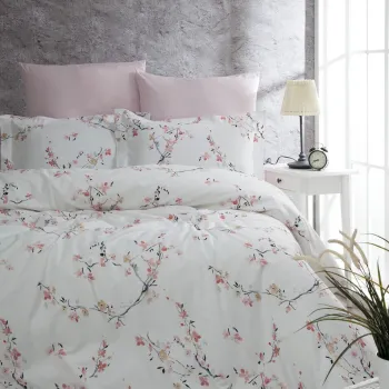 Lenjerie de pat dubla, L'essentiel Maison, Jasmine, Alb/Somon imagine