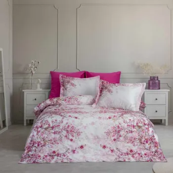 Lenjerie de pat dubla, L'essentiel Maison, Krista, Alb/Roz imagine