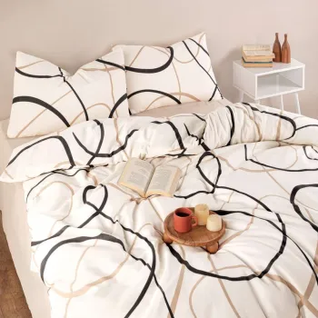 Lenjerie de pat dubla, L'essentiel Maison, LineRondom, Crem imagine