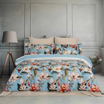 Lenjerie de pat dubla, L'essentiel Maison, Manolya, Albastru imagine