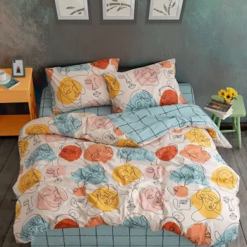 Lenjerie de pat dubla, L'essentiel Maison, Modern, Bumbac Ranforce, Verde menta imagine