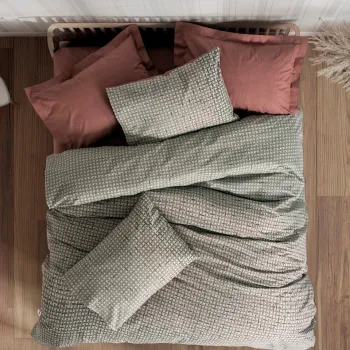 Lenjerie de pat dubla, L'essentiel Maison, Mote, Bumbac Ranforce, Caramiziu imagine