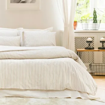 Lenjerie de pat dubla, L'essentiel Maison, Nives, Bumbac, Bej imagine