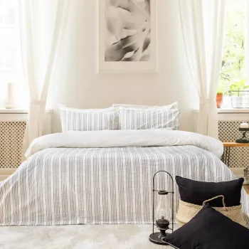 Lenjerie de pat dubla, L'essentiel Maison, Notta, Bumbac, Antracit imagine