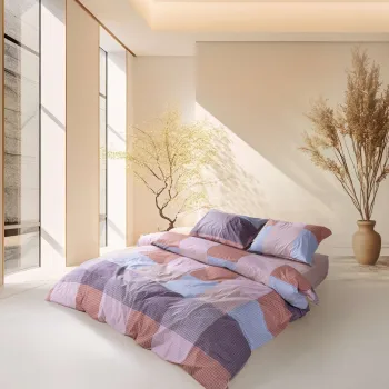 Lenjerie de pat dubla, L'essentiel Maison, Roan, Bumbac Ranforce, Albastru / Mov / Portocaliu / Roz imagine