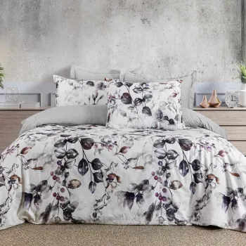 Lenjerie de pat dubla, L'essentiel Maison, Sevilla, SATIN DE BUMBAC, Alb / Rosu / Gri inchis imagine