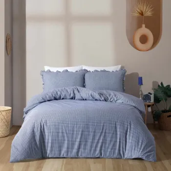 Lenjerie de pat dubla, L'essentiel Maison, Veronika, Albastru imagine