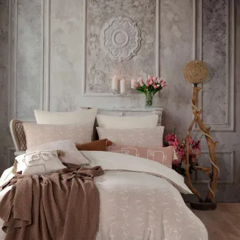 Lenjerie de pat dubla, L'essentiel Maison, Wrap Coffie, Crem imagine