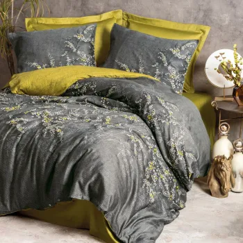 Lenjerie de pat dubla, Libby - Green, Cotton Box, Bumbac Satinat imagine