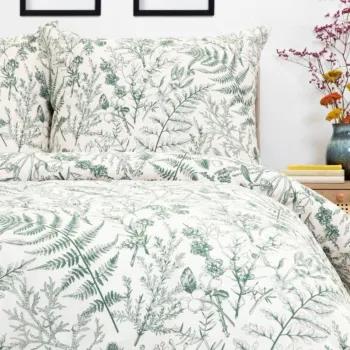 Lenjerie de pat dubla Liliane Essentials, Homla, 3 piese, 160x200 cm, microfibra din poliester, bej/verde imagine