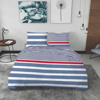 Lenjerie de pat dubla Marino, Bedora, 4 piese, 200x220, 100% bumbac, multicolor imagine