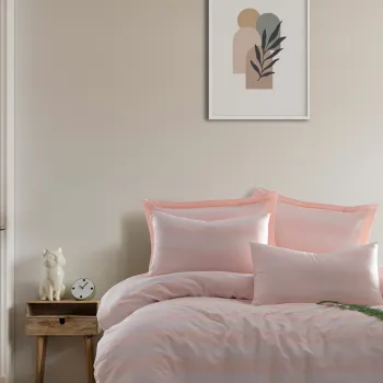 Lenjerie de pat dubla, Max Yollu Saten - Powder, EnLora Home, 70% bumbac/30% poliester imagine