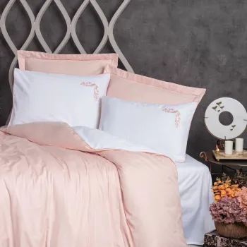 Lenjerie de pat dubla, Melinda - Pink, Cotton Box, Bumbac Satinat imagine