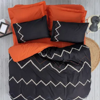 Lenjerie de pat dubla, Mirely - Tile Red, Cotton Box, Bumbac Ranforce imagine