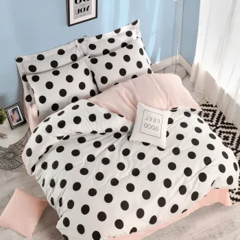 Lenjerie de pat dubla, Mixpuan - White, Salmon, Eponj Home, 65% bumbac/35% poliester imagine