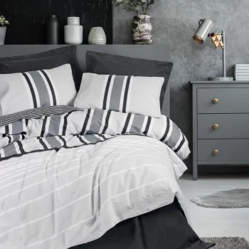 Lenjerie de pat dubla, Nobby - Anthracite, Cotton Box, Bumbac Ranforce imagine