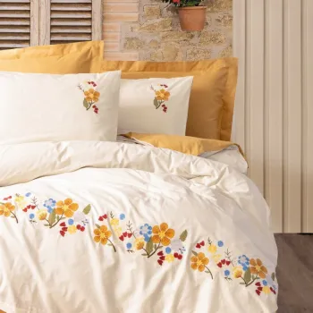 Lenjerie de pat dubla, Pamuya - Mustard, Cotton Box, Bumbac Ranforce imagine