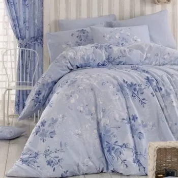 Lenjerie de pat dubla, Pearl Home, Elena Blue, 4 piese, 100% bumbac ranforce, bleu imagine