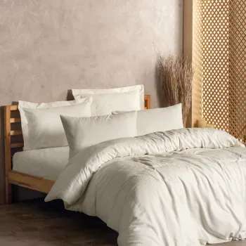 Lenjerie de pat dubla, Plaid - Cream, Cotton Box, Bumbac Ranforce imagine