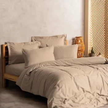 Lenjerie de pat dubla, Plaid - Mink, Cotton Box, Bumbac Ranforce imagine