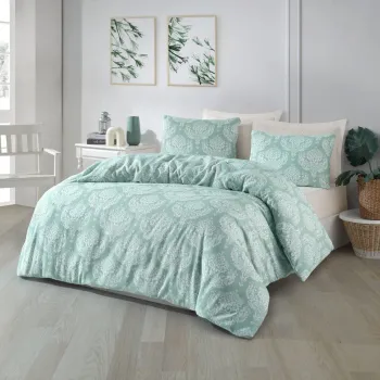 Lenjerie de pat dubla, Post - Water Green, Eponj Home, 65% bumbac/35% poliester imagine