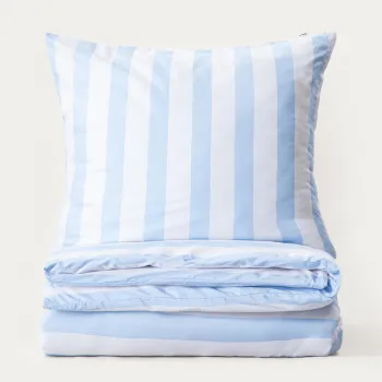 Lenjerie de pat dubla Rayas, Homla, 160x200 cm, 3 piese, microfibra din poliester, alb/albastru imagine