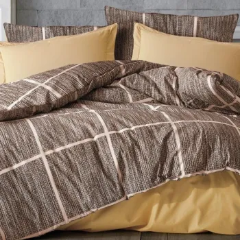 Lenjerie de pat dubla, Rian - Brown, Dowry World, 65% bumbac/35% poliester imagine