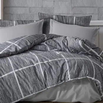 Lenjerie de pat dubla, Rian - Grey, Dowry World, 65% bumbac/35% poliester imagine