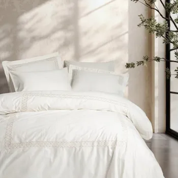 Lenjerie de pat dubla, Riley - Ecru, Cotton Box, Bumbac Satinat imagine