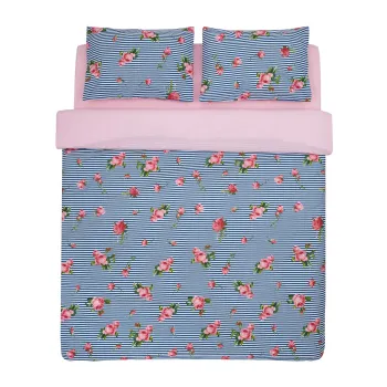 Lenjerie de pat dubla Rose, Heinner Home, 4 piese, 200x220 cm, 100% bumbac, multicolor imagine