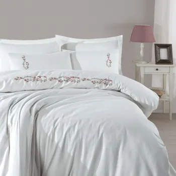 Lenjerie de pat dubla, Rosita - White, Saheser, Bumbac imagine