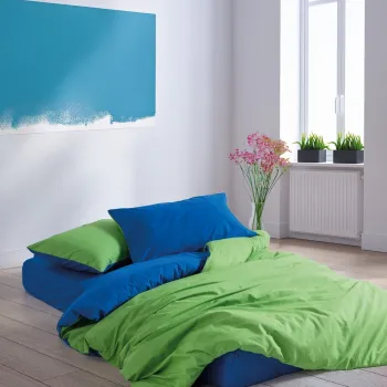 Lenjerie de pat dubla, Sage - Green, Blue, Cozy Home, Bumbac Ranforce imagine