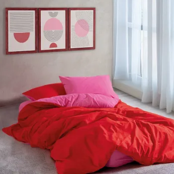 Lenjerie de pat dubla, Sage - Red, Fuchsia, Cozy Home, Bumbac Ranforce imagine