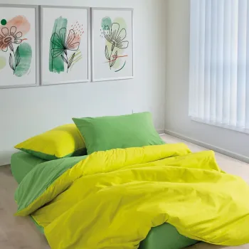 Lenjerie de pat dubla, Sage - Yellow, Green, Cozy Home, Bumbac Ranforce imagine