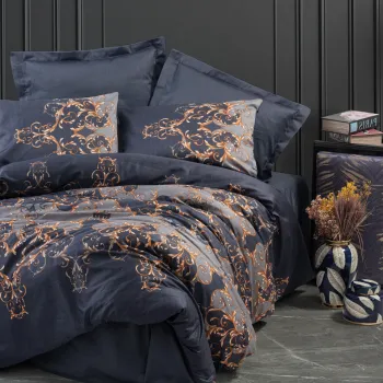 Lenjerie de pat dubla, Sarina - Dark Blue, Cotton Box, Bumbac Satinat imagine