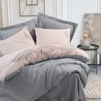 Lenjerie de pat dubla, Sheen - Grey, Cotton Box, Bumbac Satinat imagine